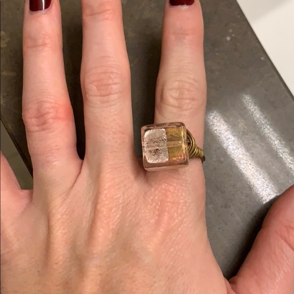 Wire Ring with Pink Stone